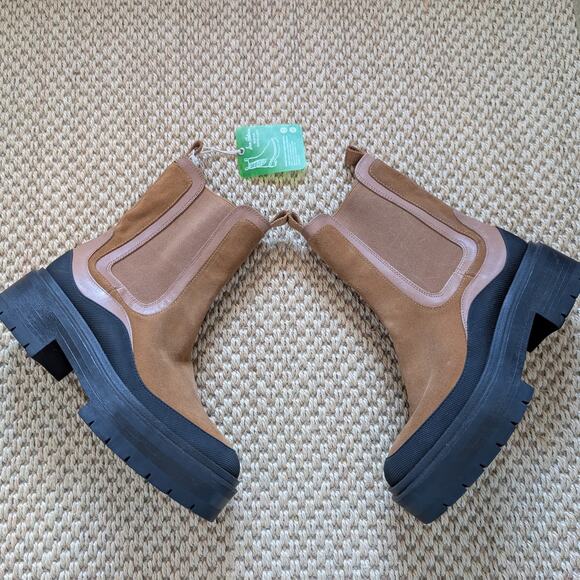 SAM EDELMAN Womens Lulia Chunky Lug Sole Ankle Boots Size 8 Whiskey Suede NWD - Picture 2 of 7